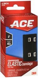 ACE Black Elastic Bandage with Clip, 4 Inch 