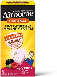 Airborne Chewable Vitamin C 1000mg Immune Support Supplement Tablets, Berry, 32 ct 