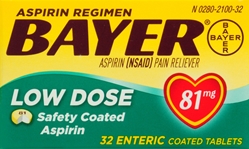 BAYER ASPIRIN LOW DOSE 81MG TABLET 32 CT 
