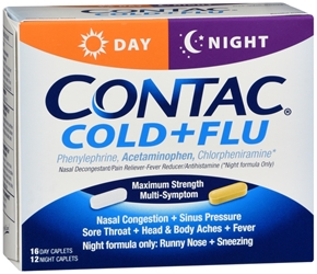 Contac Cold + Flu Dual Formula Pack 16 Day Caplets/12 Night Caplets 28 each 