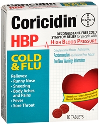 Coricidin HBP Cold & Flu Tablets, 10 each 