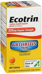 Ecotrin Regular Strength Safety Coated Enteric Aspirin Tablets 325 MG 300 each 