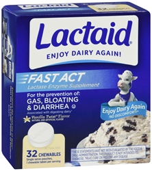 LACTAID Fast Act Chewables Vanilla Twist 32 Tablets 