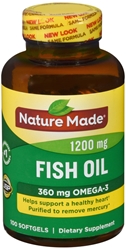 Nature Made Fish Oil 1200 mg w. Omega-3 360 mg Softgels 100 Ct 