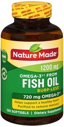 Nature Made One per Day Burpless Fish Oil 1200 mg w. Omega-3 720 mg Softgels 120 Ct 