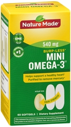 Nature Made Super Omega-3 Fish Oil Full Strength Mini Softgels w. EPA & DHA 60 Ct 