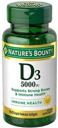Nature's Bounty Vitamin D-5000 IU Softgels, Maximum Strength 100 ea 