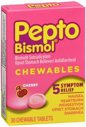 Pepto-Bismol 5 Symptoms Digestive Relief Chewable Tablets, Cherry 30 each 