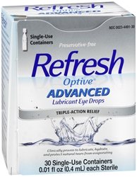 REFRESH Optive Advanced Lubricant Eye Drops Single Use Containers 30 pack 