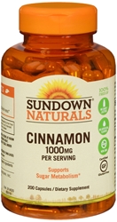 Sundown Naturals Cinnamon 1000mg Capsules, 200 each 