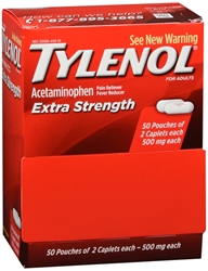 TYLENOL Extra Strength Pain Reliever & Fever Reducer Caplets, Two-Pack, 50 each 