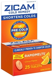 Zicam Cold Remedy RapidMelts Vitamin C Citrus 25 CT 