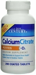 21st Century Calcium Citrate + D3 Petites Coated Tablets 200 each 
