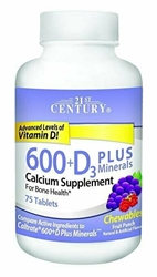 21st Century Calcium 600 mg +D Plus Minerals Chewable Tablets, 75 Count 