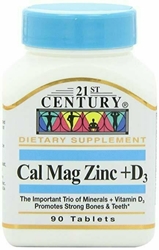 21st Century Cal Mag Zinc +D Tablets, 90 Count 