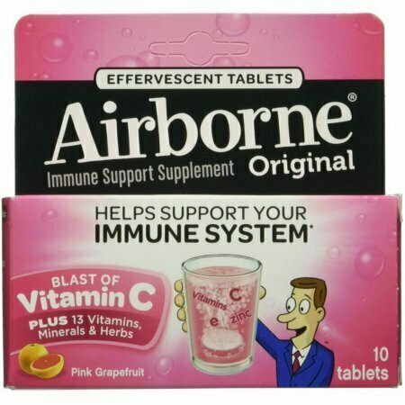 Airborne Immune Support Effervescent Tablets, Pink Grapefruit 10 each 