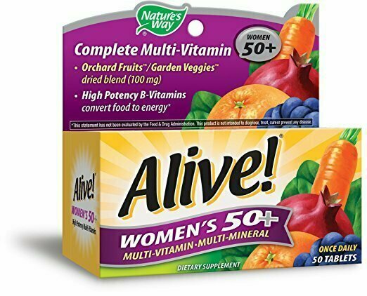 Alive! Womens 50+ High Potency Multi-Vitamin with Orchard Fruits & Garden Veggies, 50 Tablets 