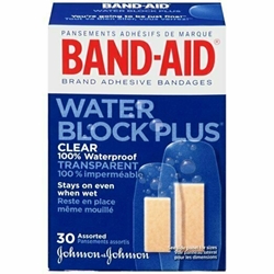 BAND-AID WATER BLOCK + CLEAR ASSORTED 30CT 