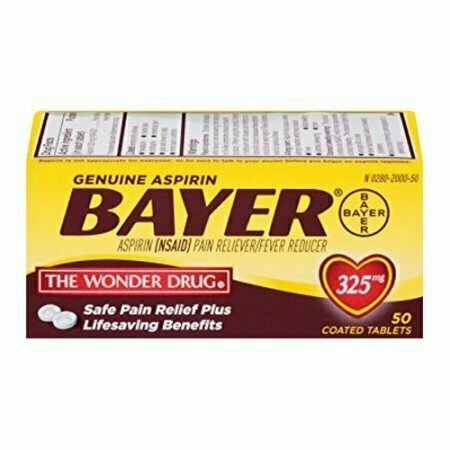 Bayer Genuine Aspirin 325mg Pain Reliver/Fever Reducer Tablets, 50 Each 