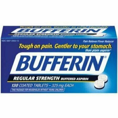 Bufferin Regular Strength Buffered Aspirin Coated Tablets Pain Reliever/Fever Reducer 130 each 