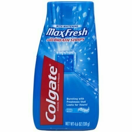 Colgate MaxFresh Fluoride Toothpaste with Mini Breath Strips, Whitening, Cool Mint 4.6 oz 