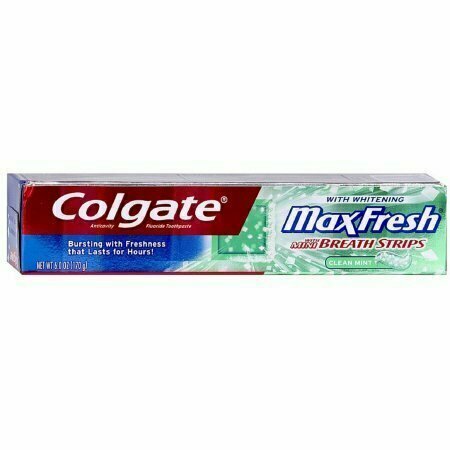 Colgate Max Fresh With Mini Breath Strips Whitening Toothpaste, Clean Mint 6 oz 