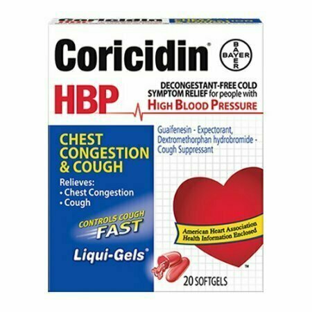 Coricidin HBP Chest Congestion & Cough Liquid Soft Gels, 20 each 