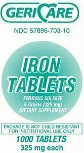 Ferrous Sulfate 325 mg Tablets 1000 ct 