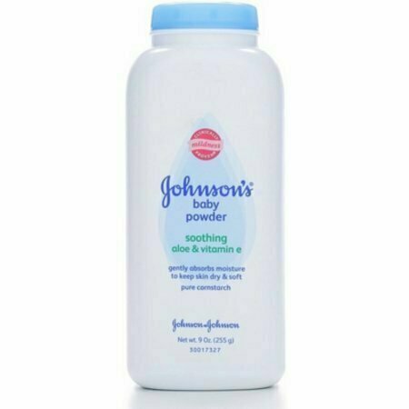 JOHNSONS Baby Powder, Pure Cornstarch with Soothing Aloe & Vitamin E 9 oz 