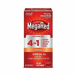 MegaRed Advanced 4in1 500mg, 40 Softgels - Concentrated Omega-3 Fish & Krill Oil Supplement 