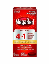 MegaRed Advanced 4in1 900mg, 40 Softgels - Concentrated Omega-3 Fish & Krill Oil Supplement 