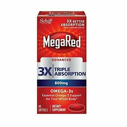 MegaRed Advanced Triple Absorption 800mg, 40 Softgels - Omega-3 Fish Oil Supplement 