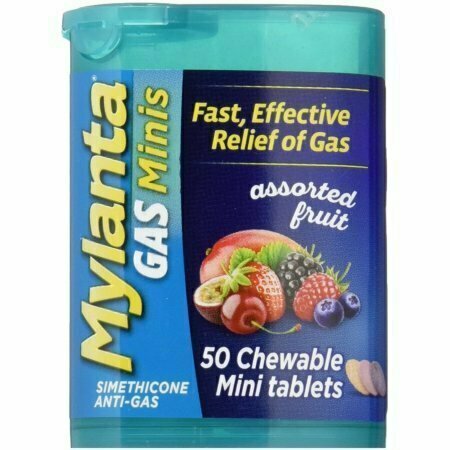 Mylanta Gas Chewable Mini Tablets, Assorted Fruit 50 Pack 