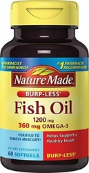 Nature Made Burpless Fish Oil 1200 mg w. Omega-3 360 mg Softgels 60 Ct 