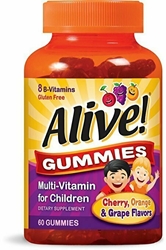 Natures Way Alive! Childrens Gummy Multivitamin, Fruit and Veggie Blend (100mg per serving), Gluten Free, made with Pectin, 60 Gummies 