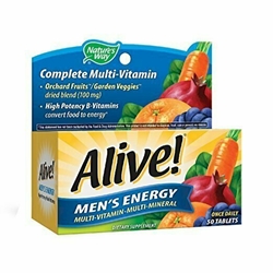 Natures Way Alive! Mens Energy Multivitamin Tablets, Fruit and Veggie Blend (100mg per serving), 50 Tablets 