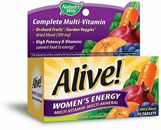 Natures Way Alive! Womens Energy Multivitamin Tablets, Fruit and Veggie Blend (100mg per serving), 50 Tablets 