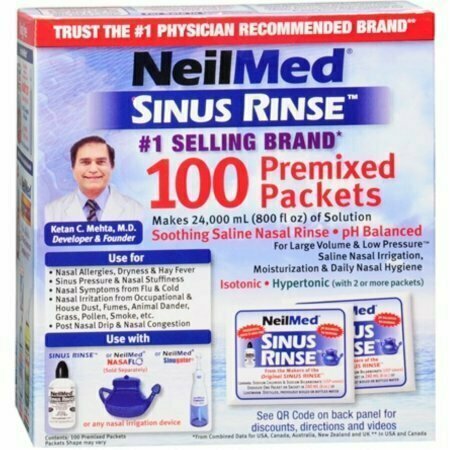 NeilMed Sinus Rinse Premixed Refill Packets 100 Each 