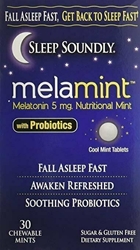 Sleep Soundly Melamint Melatonin Melt 5mg with Probiotics, Fast Acting Sleep Formula, 30 servings 
