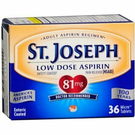 St. Joseph Aspirin Tablets Adult Low Strength Safety Coated 36 Tablets 
