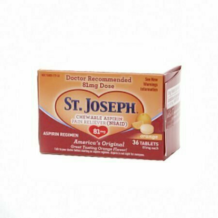 St.Joseph Chewable Aspirin Pain Reliever 81Mg Tablets, Orange - 36 Each 