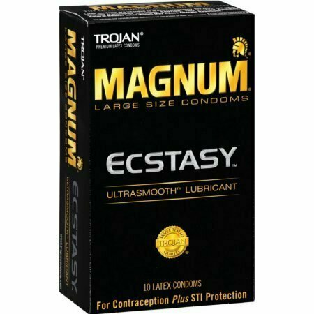 TROJAN MAGNUM Ecstasy Condoms Ultrasmooth Lubricant Large Size 10 Each 