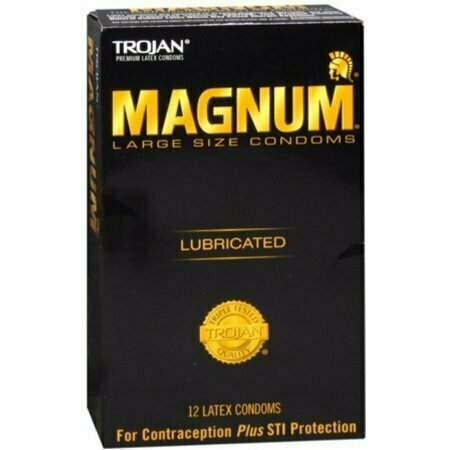 TROJAN Magnum Large Size Lubricated Premium Latex Condoms 12 Each 