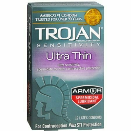 TROJAN Sensitivity Ultra Thin Spermicidal Latex Condoms 12 Each 