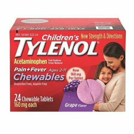Tylenol Childrens Pain Plus Fever Chewable Tablets, Grape, 24 Each 