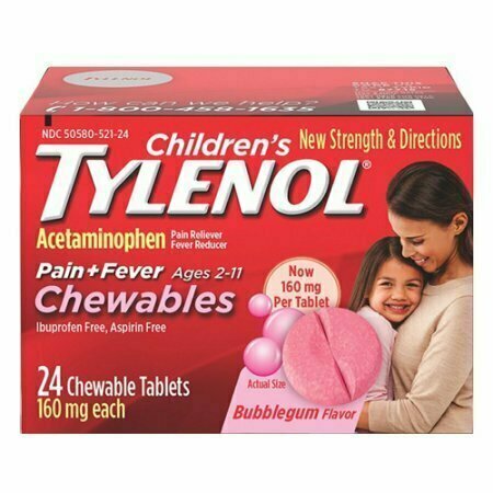 Tylenol Childrens Pain Plus Fever Reducer Chewables Tablets Bubblegum-flavored, 24 Each 