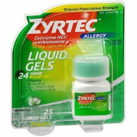 Zyrtec 24-Hour Allergy Relief, 10 mg, Liquid Gels 25 each 