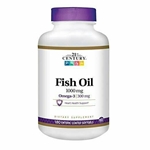 21st Century Fish Oil 1000 mg Enteric Coated Softgels, 180 Count 