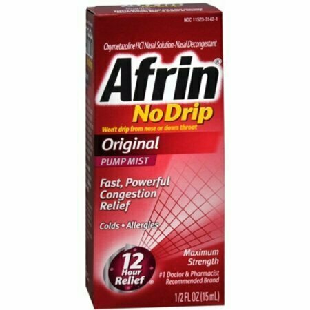 Afrin No Drip Original Nasal Decongestant Pump Mist 15 mL 