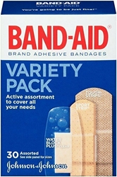Band-Aid Adhesive Bandages, Variety Pack Assorted, 30 ct 